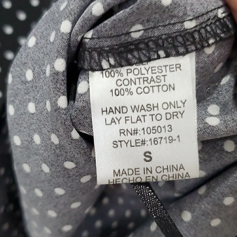 Savanna Jane Shirt Womens Small Black Polka Dot Floral Embroidered - Picture 4 of 5